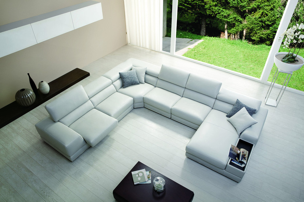 Captain Leather Sectional Modern, Teal Leather Sectional