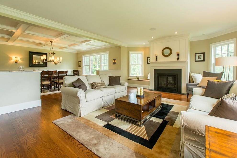Photo of a coastal living room in Boston.