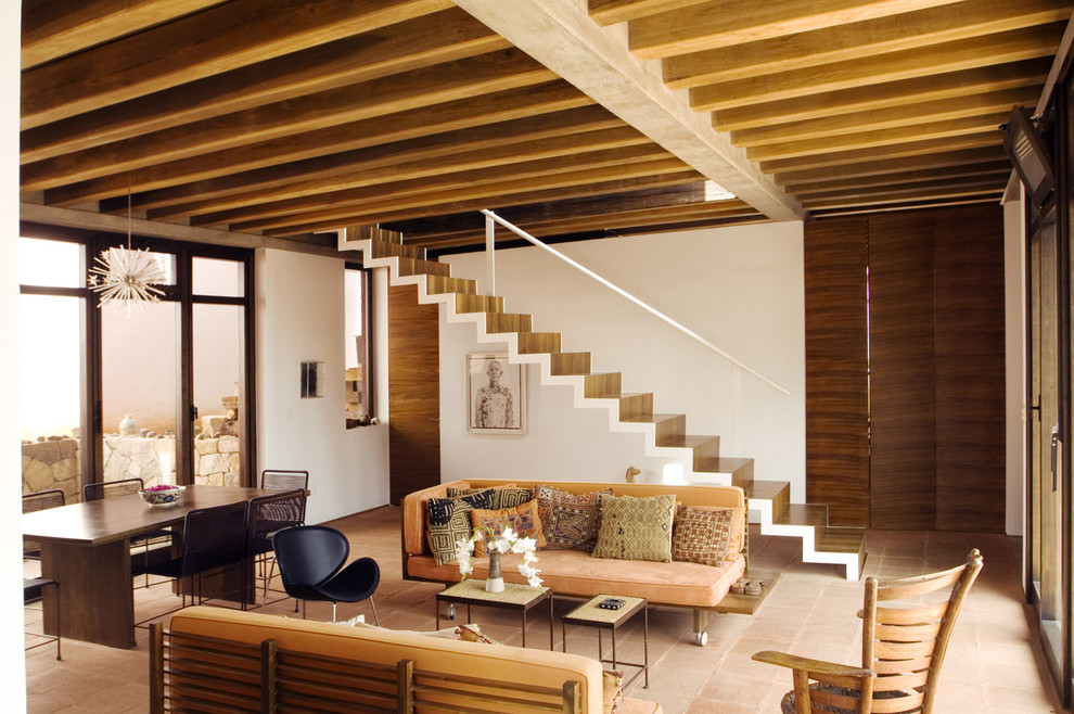 Design ideas for a contemporary open plan living room with no tv.