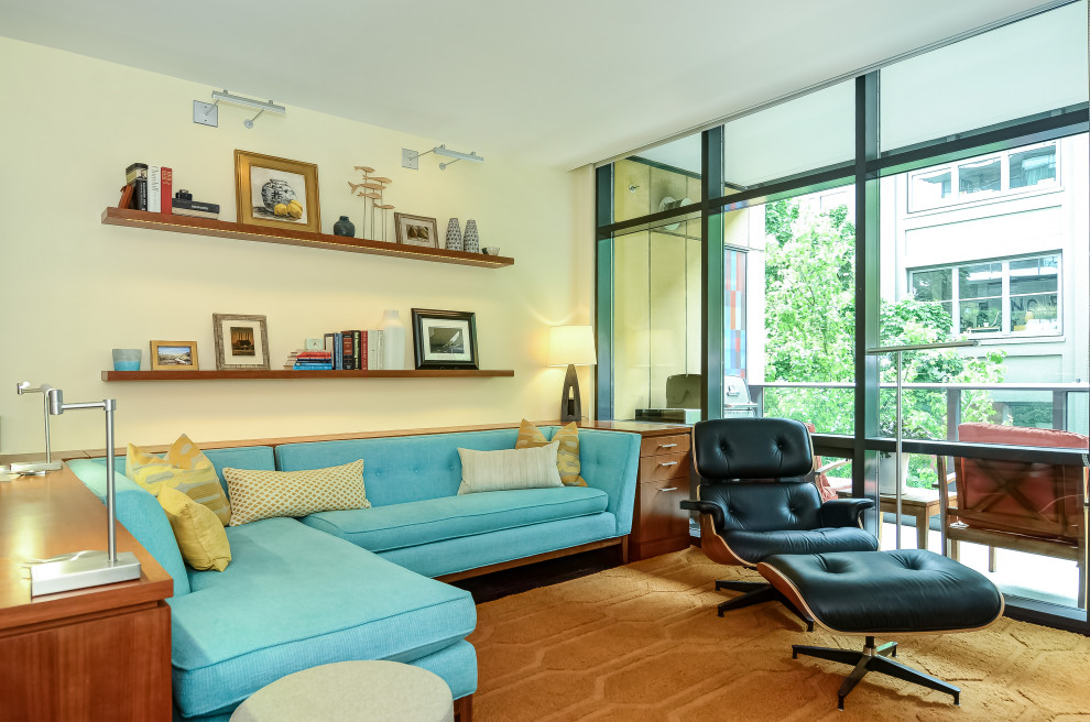 Example of a trendy living room design in Portland