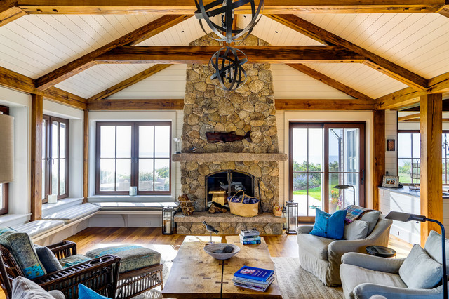 Room Of The Day A Rustic Nautical Living Room Embraces Water Views   Casual Beach Living Room With Exposed Wood Barn Beams Roam Architecture Img~1191c46307e2ce69 4 1563 1 B433f29 