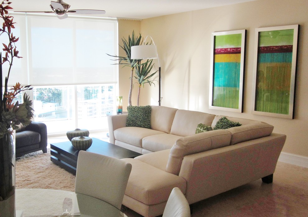 Mid-sized minimalist living room photo in Grand Rapids