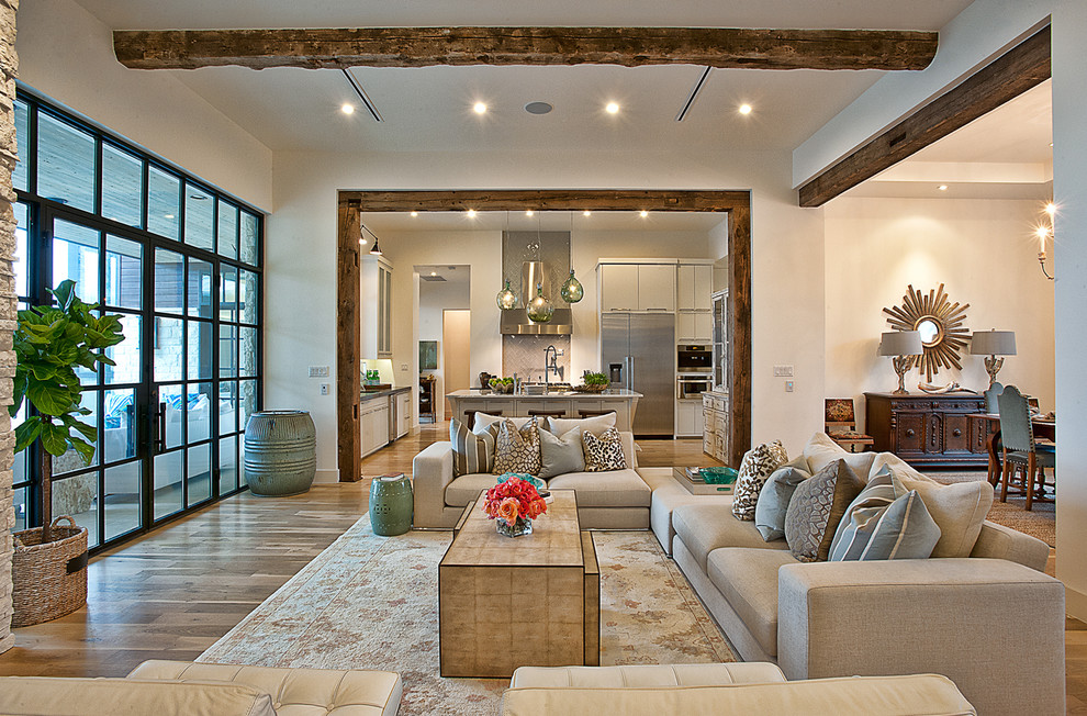 Example of a large trendy living room design in Austin