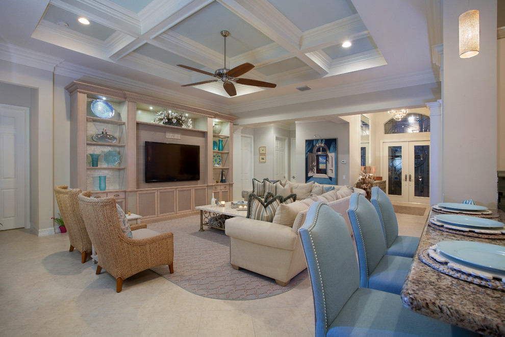 Large traditional living room in Miami.