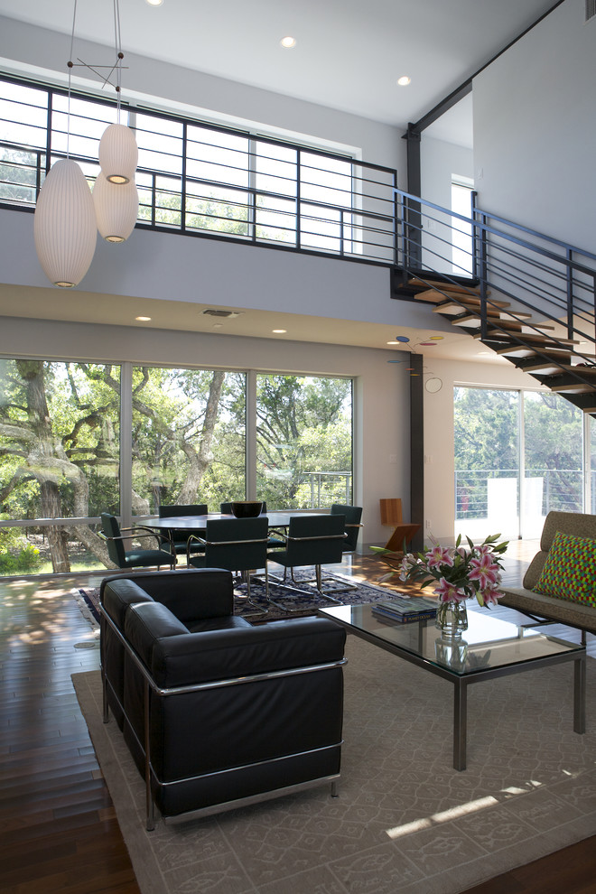 Inspiration for a modern open plan living room in Austin.