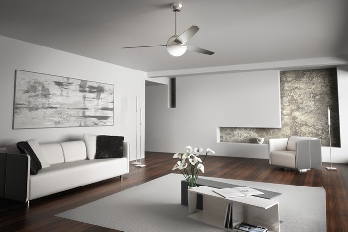 Esempio di un soggiorno minimalista con pareti bianche, parquet scuro e pavimento marrone