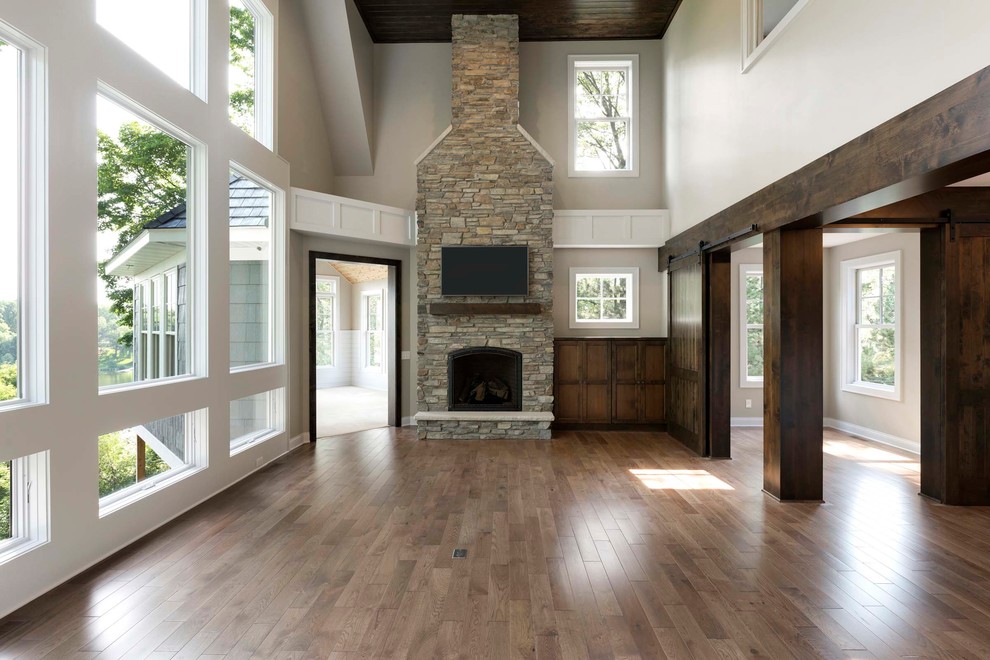 Chanhassen Lakeside Transformation Rustic Living Room Minneapolis