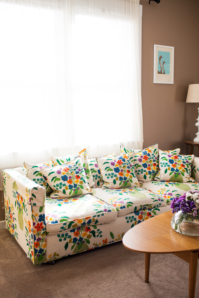 Elegant living room photo in San Luis Obispo with beige walls