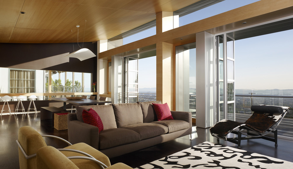 Стильный дизайн: открытая гостиная комната в современном стиле - последний тренд