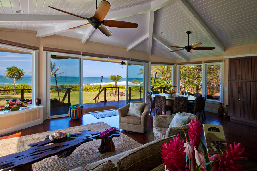 Chauklin Residence Anahola Beach House Tropical Living Room