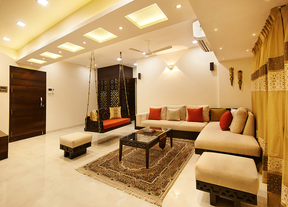 Свежая идея для дизайна: гостиная комната в восточном стиле - отличное фото интерьера