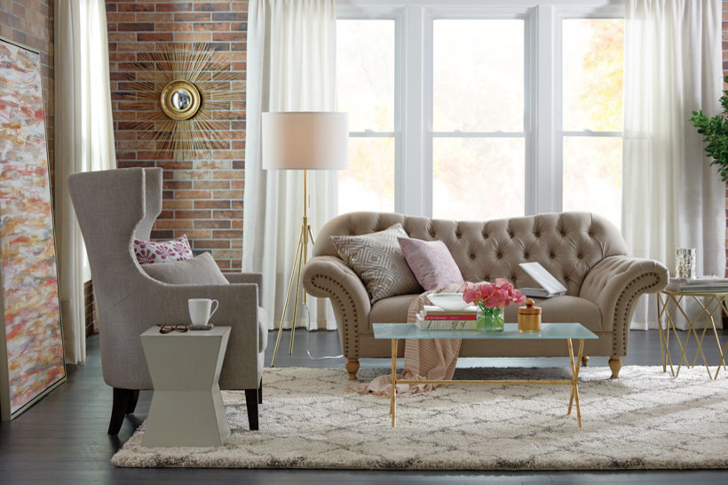 Inspiration for a shabby-chic style living room remodel in Other