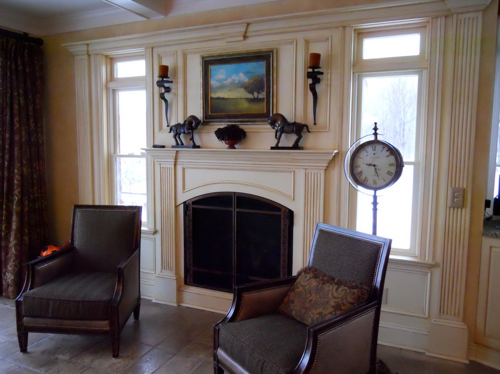 This is an example of a medium sized traditional formal enclosed living room in New York with terracotta flooring.