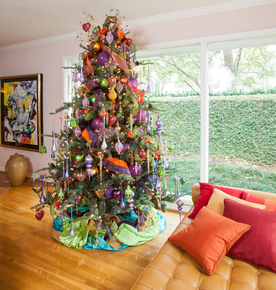 Christmas Trees Contemporary Living Room Houston
