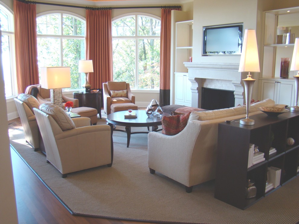 Example of a trendy living room design in Charlotte