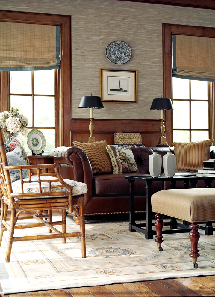 Photo of a medium sized classic living room in Houston with medium hardwood flooring.