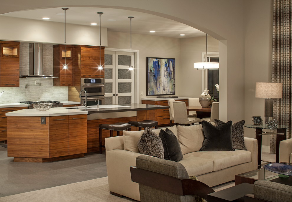 Inspiration for a contemporary carpeted living room remodel in Omaha