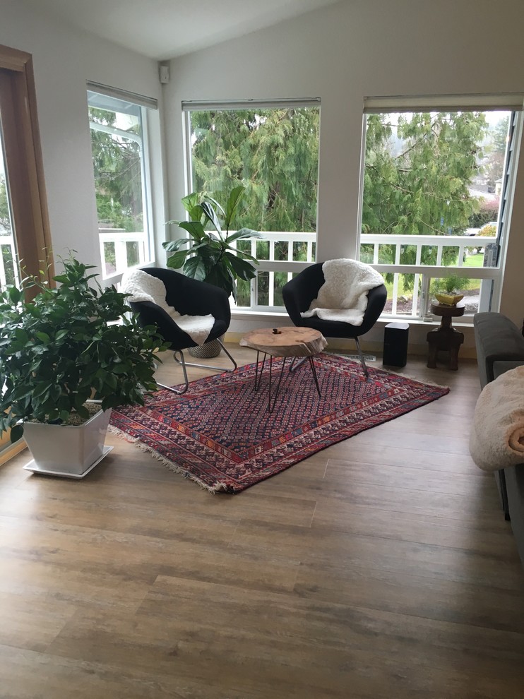 Living room - contemporary vinyl floor living room idea in San Diego