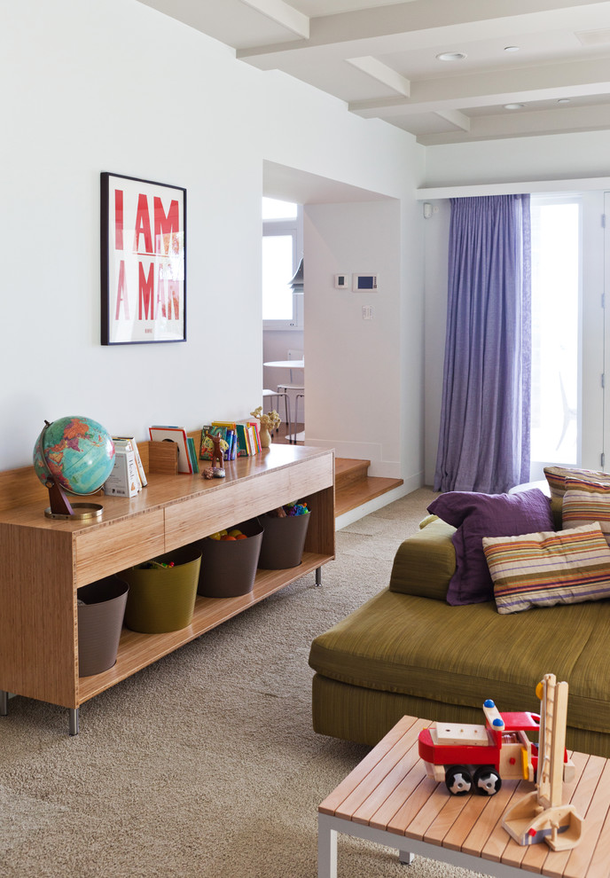 Living room - contemporary living room idea in Los Angeles with white walls