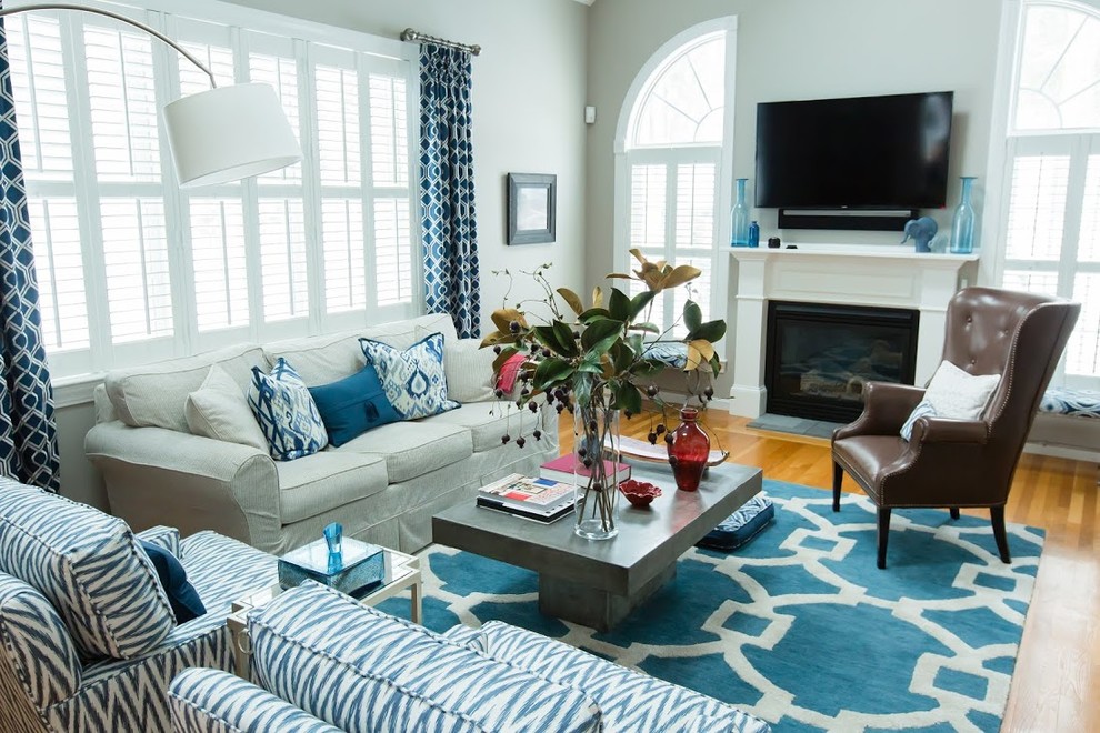 Coastal Blue Living Room - Contemporary - Living Room - Boston - by ...