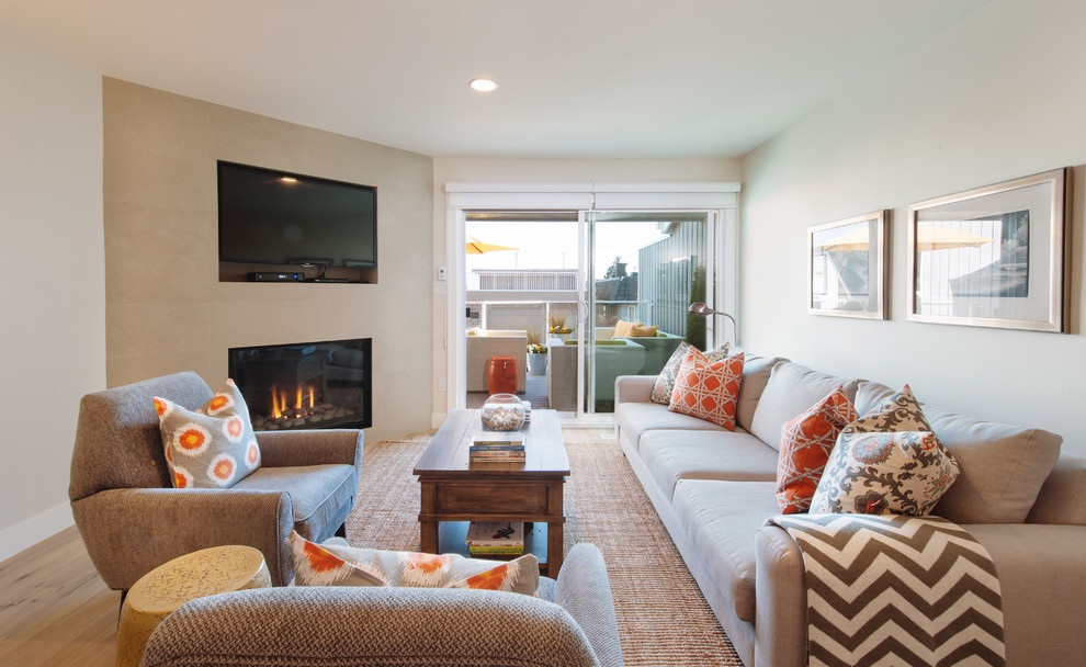 Living room - coastal living room idea in Vancouver