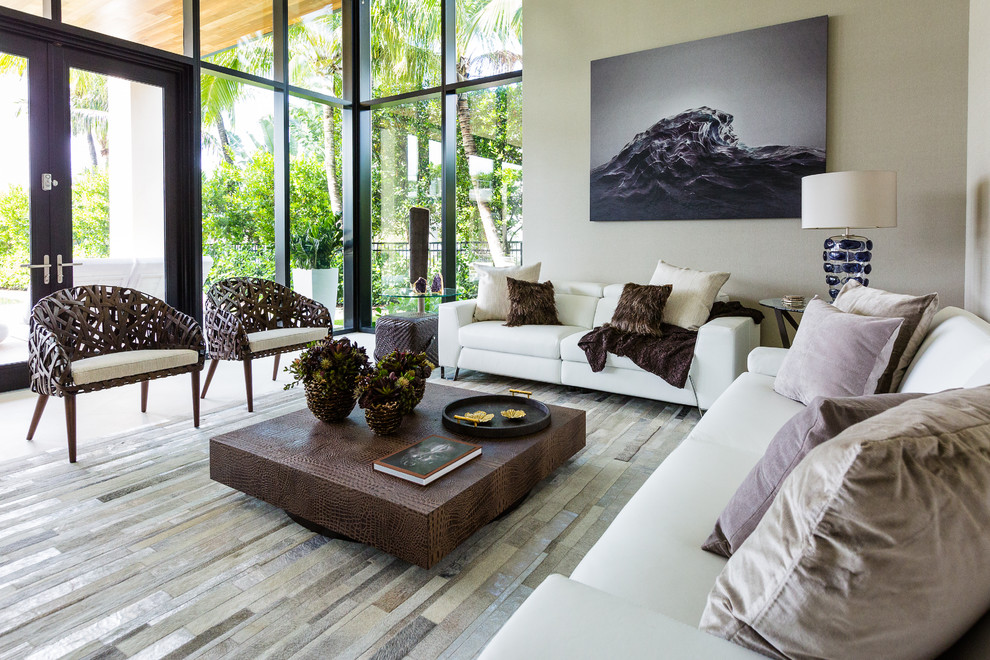 Coastal Miami Contemporary Living Room Miami by SLC Interiors