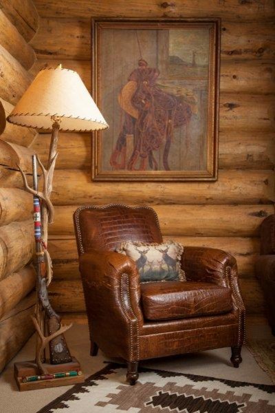 Inspiration for a rustic living room in Denver.