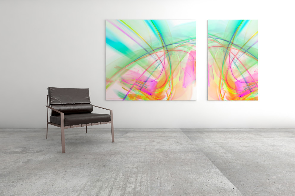 Colorful Abstract Art Diptych Modern Living Room Chicago by