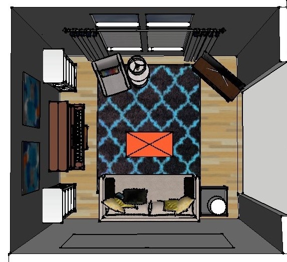 Mittelgroßes Klassisches Wohnzimmer mit grauer Wandfarbe, hellem Holzboden und freistehendem TV in Sonstige