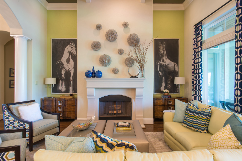 Colorful remodel, transitional style - Transitional - Living Room - Houston - by Monarch & Maker ...