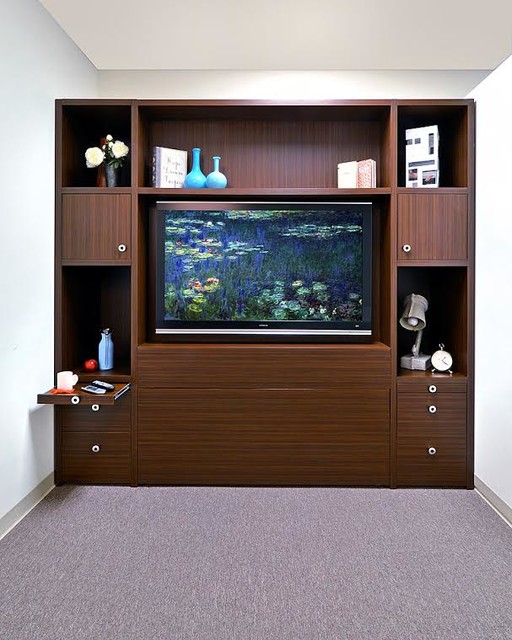 Concealed Zoom Room Bed In Transitional Living Room