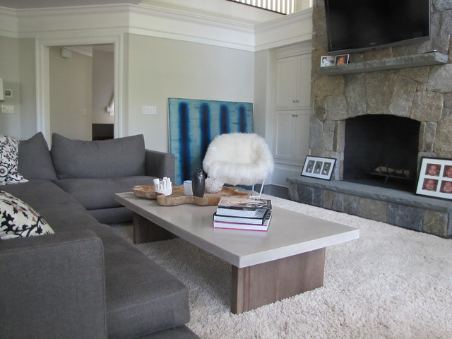 concrete table top Eclectic Living Room New York by