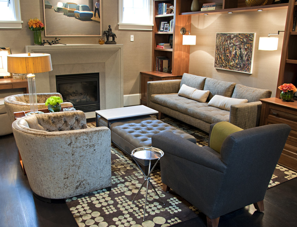 This is an example of a contemporary living room in Vancouver with a reading nook.