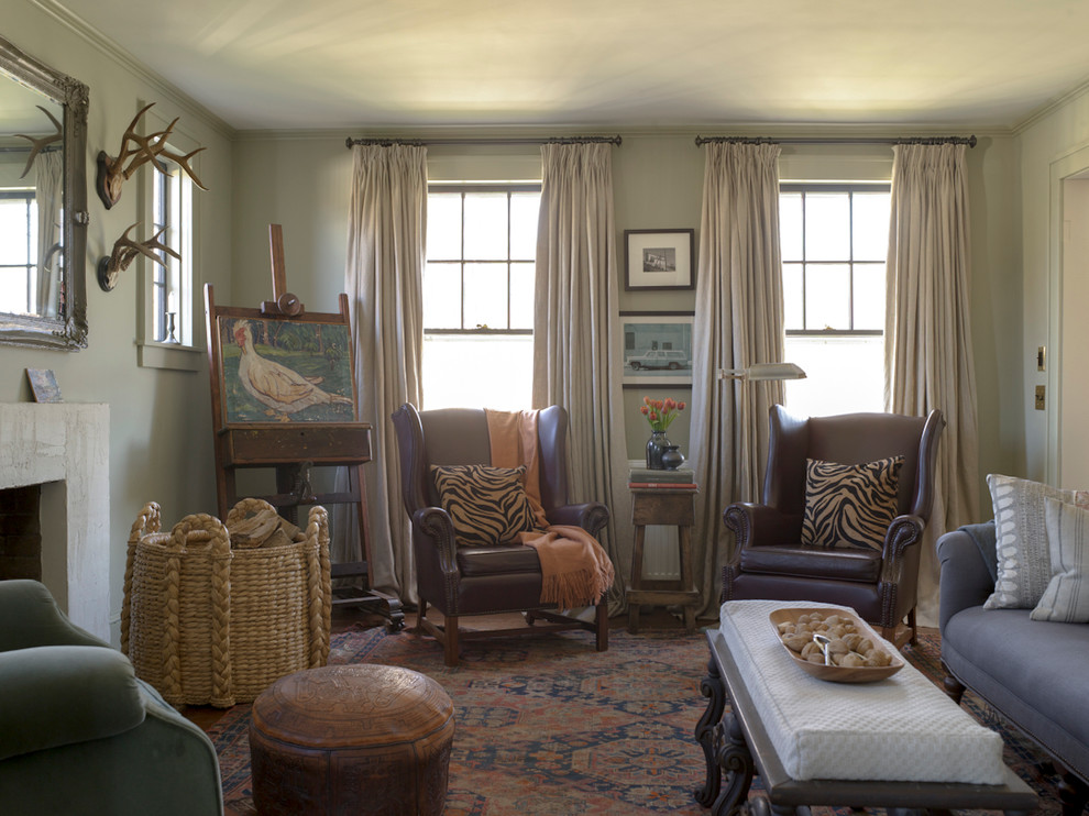 Cottage living room photo in New York