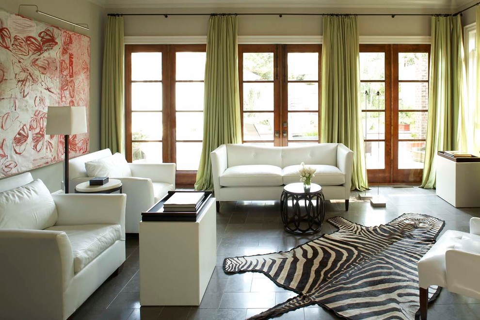 Immagine di un grande soggiorno contemporaneo con pareti beige