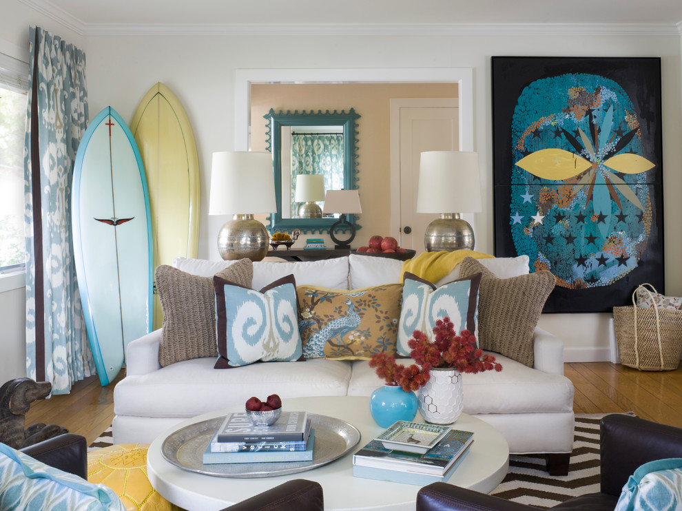 Example of a beach style living room design in San Francisco
