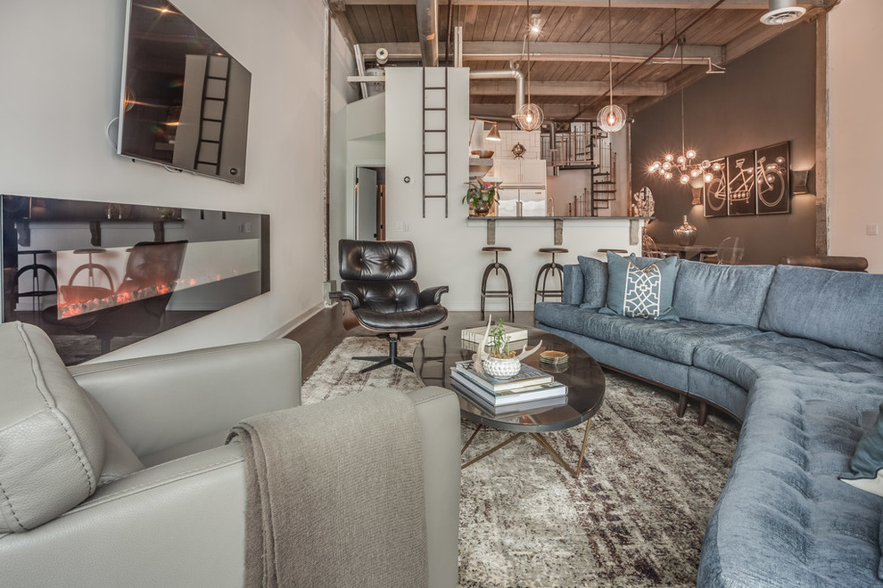 This is an example of an industrial living room in Atlanta.
