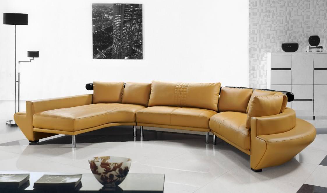 Contemporary Curved Sectional Sofa In, Small Curved Leather Sectional Sofa