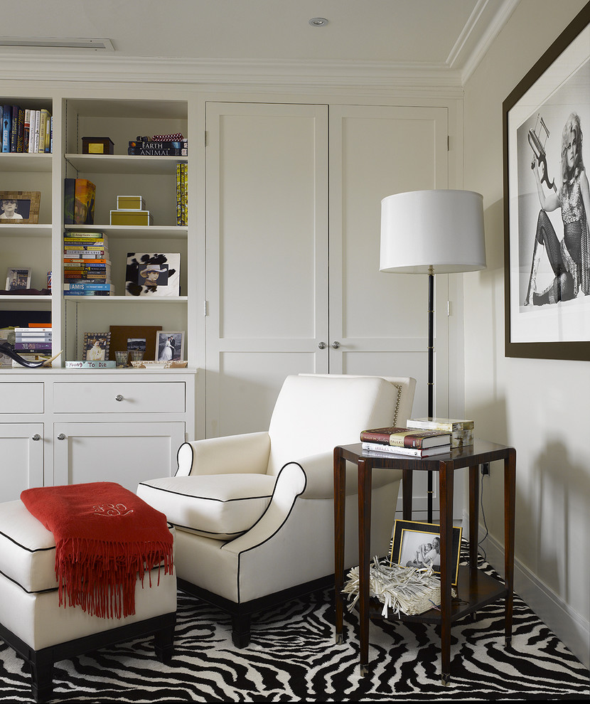 Example of a trendy living room library design in Philadelphia