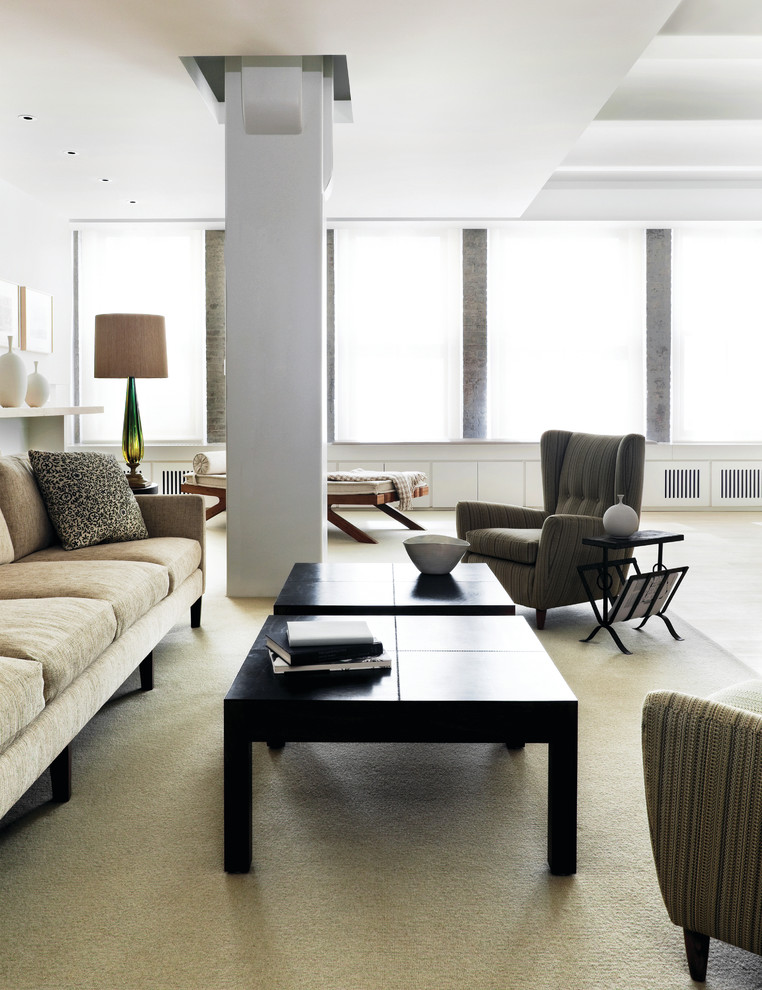 Inspiration for a contemporary open plan living room in New York.