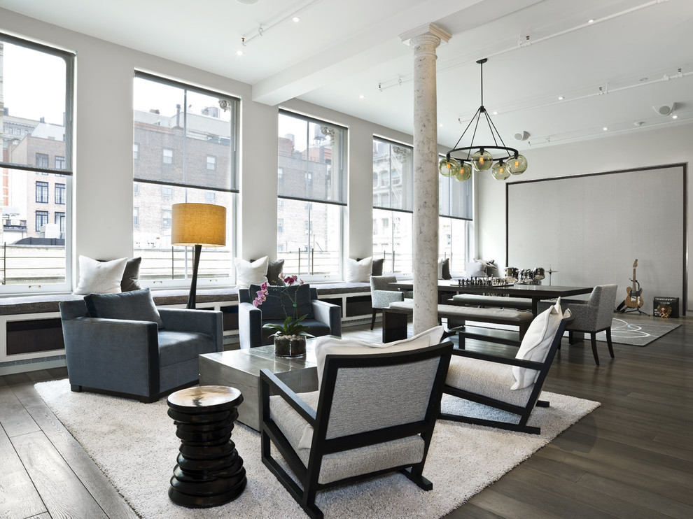Living room - contemporary open concept living room idea in New York