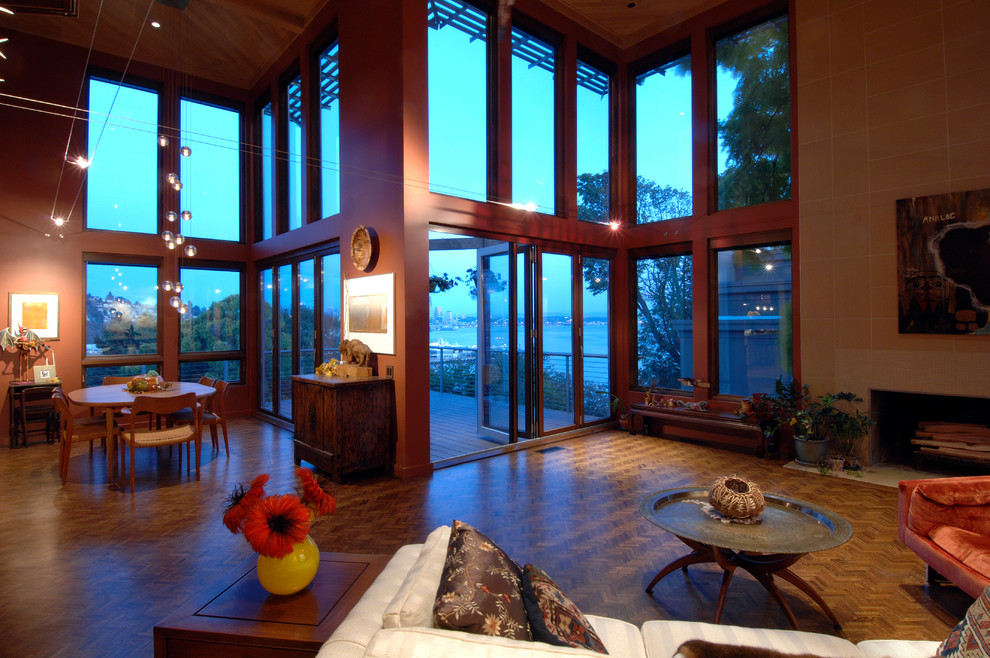 Photo of a contemporary living room in Seattle.