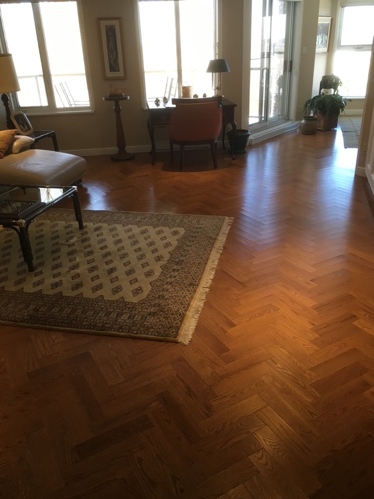 Copper Red Oak Hardwood Flooring Living Room Traditional Living
