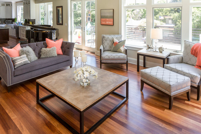 Coral & Grey Living Room - Modern - Living Room - Seattle - by AJX Design  Co. | Houzz UK