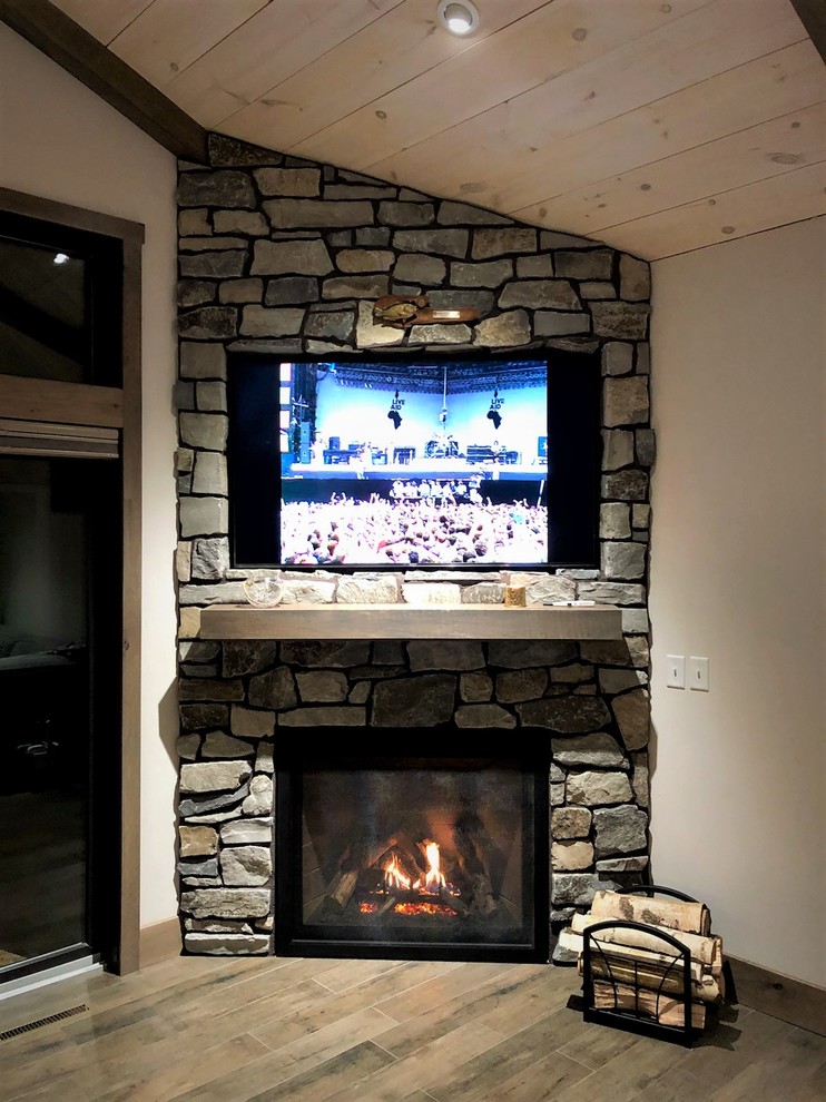 Corner Gas Fireplace Designs Rustic Living Room Minneapolis By