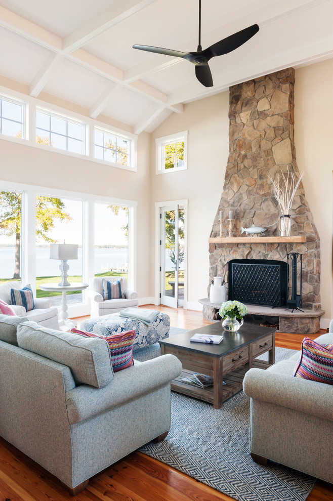 Corrotoman River New Home Construction Farmhouse Living Room