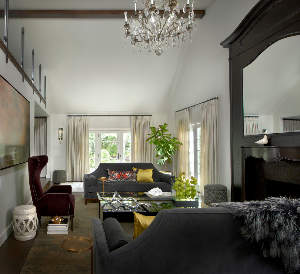 Свежая идея для дизайна: парадная, изолированная гостиная комната в современном стиле с белыми стенами без телевизора - отличное фото интерьера