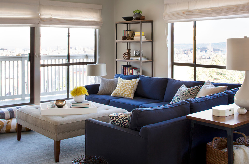 Inspiration for a mid-sized contemporary enclosed living room remodel in San Francisco with gray walls