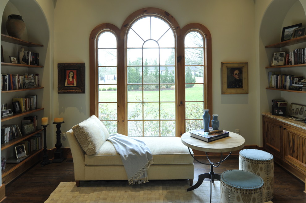 This is an example of a contemporary living room in Nashville with a reading nook.
