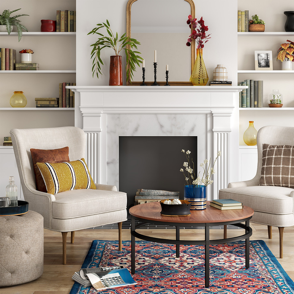 Cozy Traditional Living Room With Colorful Accent Decor Collection
